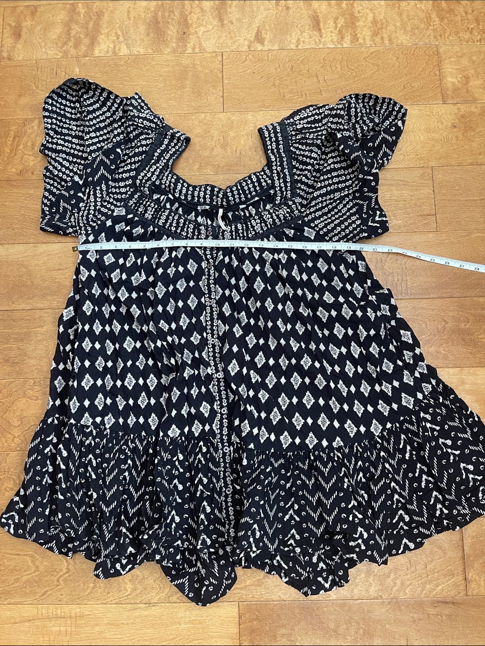 Free People Printed Boho Peasant Top